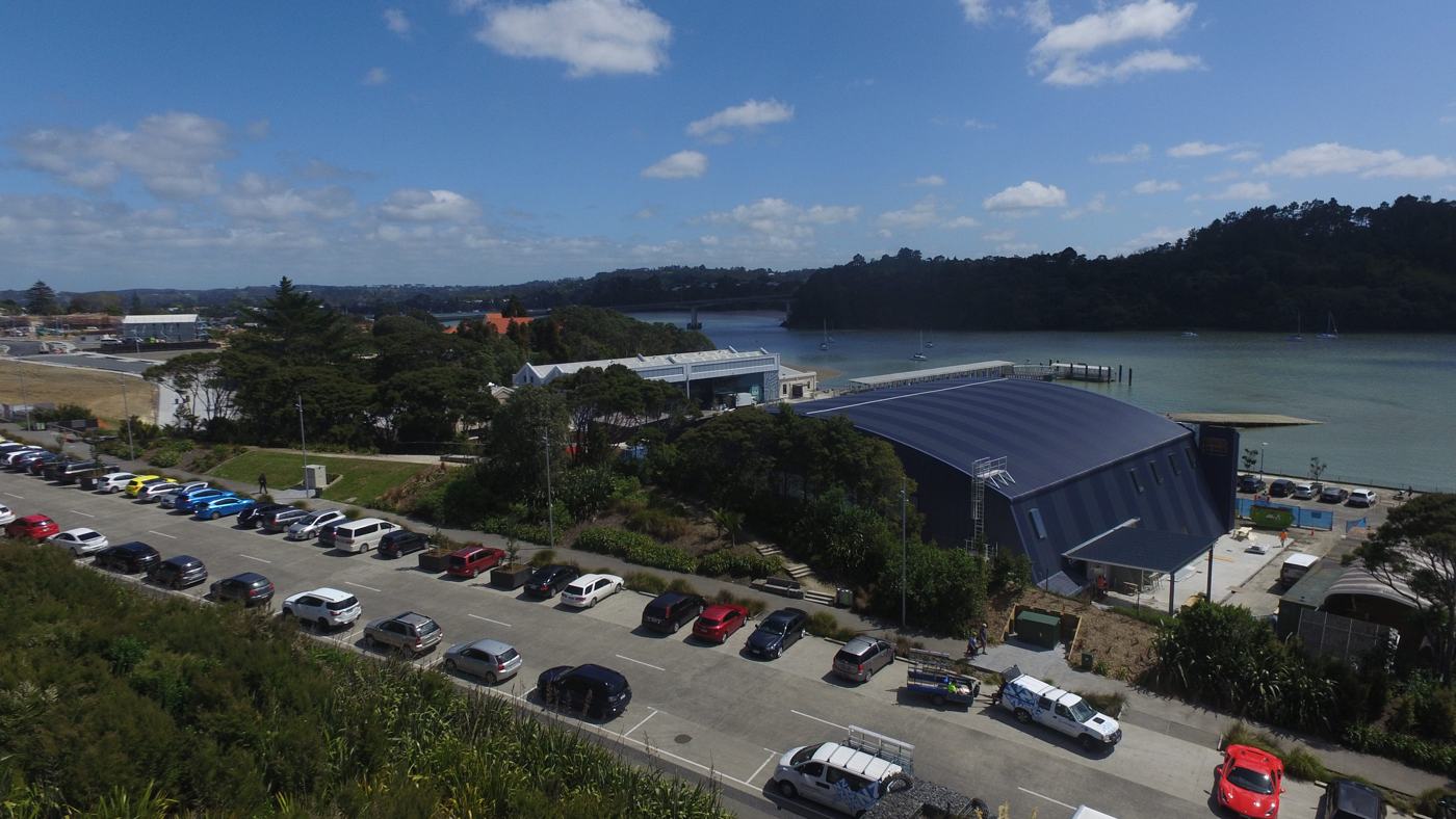 The Hangar beside the harbour at Catalina Bay