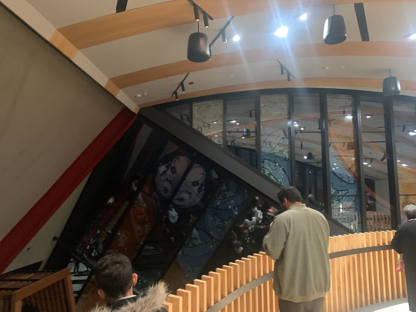 Entry hall with timber ceiling at Taumata o Kupe